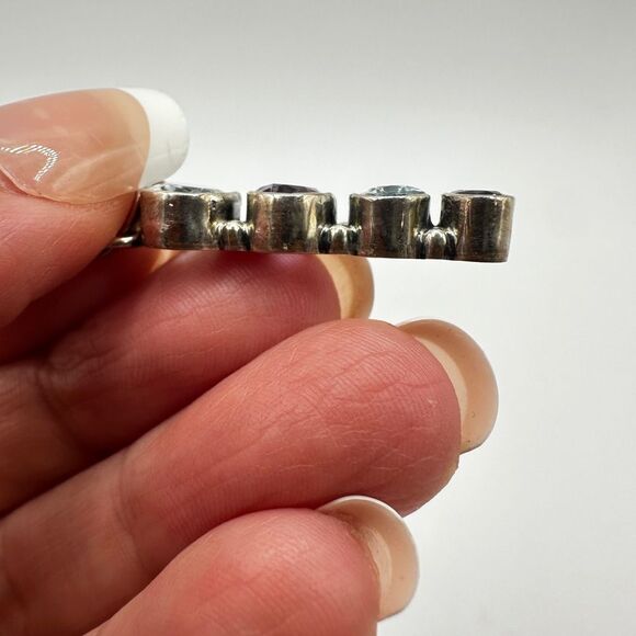 Stunning faceted, graduated oval cut Aquamarine and Amethyst, 925 pendant! - Picture 4 of 11